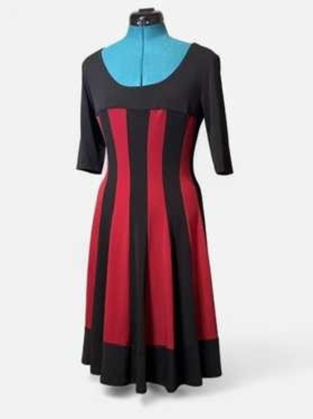 Connected Apparel Black and Red Panel Midi Dress